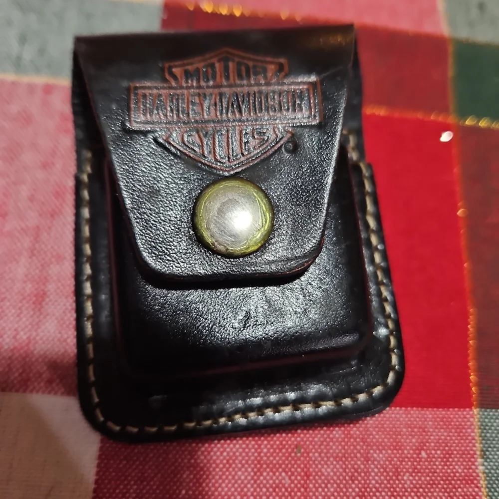 Harley-Davidson Black Leather Wallet and Pouch Set
